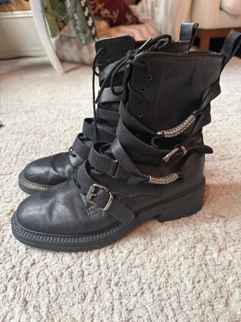 DKNY Black Combat & Moto Boots